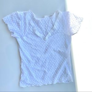 Vintage 90s Hanky Panky White Polka Dot Short Sleeve Blouse, S
